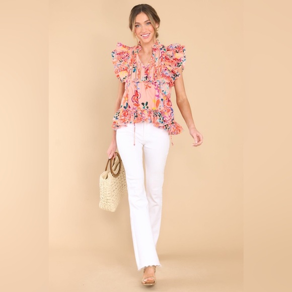 Tina Rainbow Floral Pink Sand Top Alivia - Picture 6 of 9